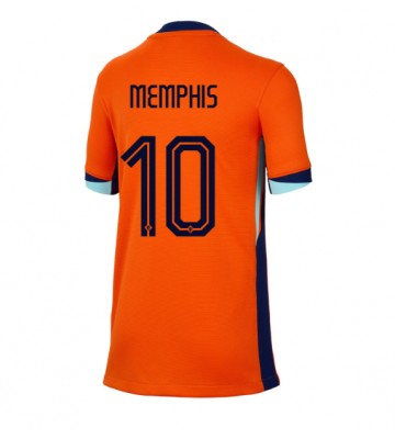 Nederländerna Memphis Depay #10 Hemmatröja Kvinnor EM 2024 Kortärmad